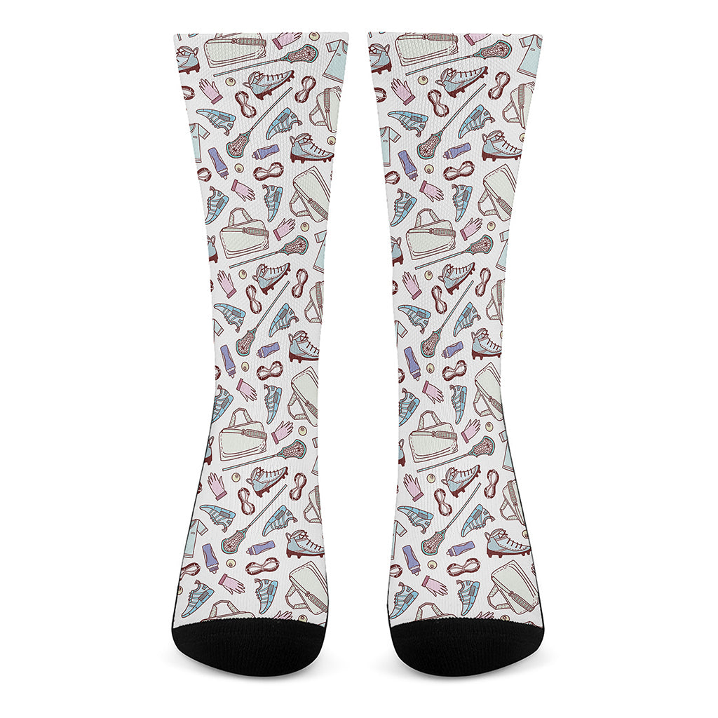 Lacrosse Sport Pattern Print Crew Socks