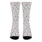 Lacrosse Sport Pattern Print Crew Socks