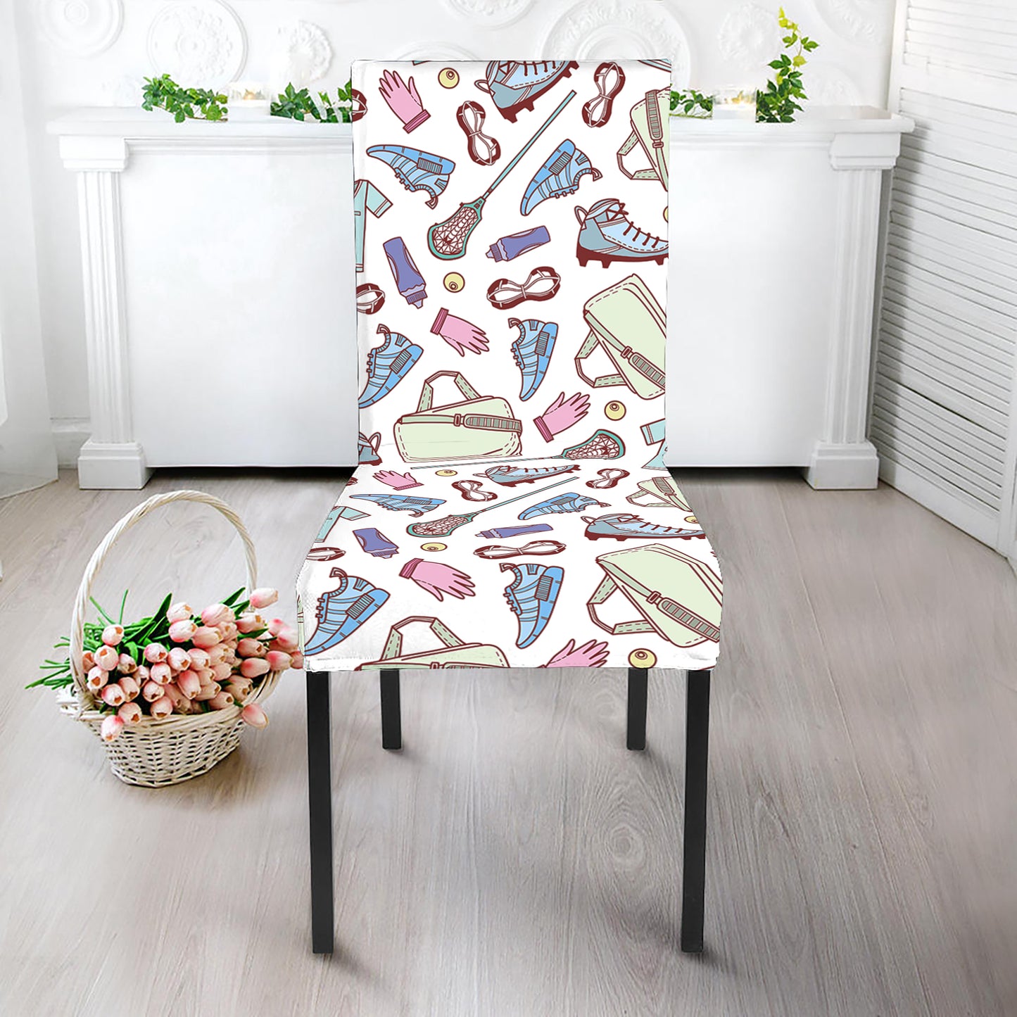 Lacrosse Sport Pattern Print Dining Chair Slipcover