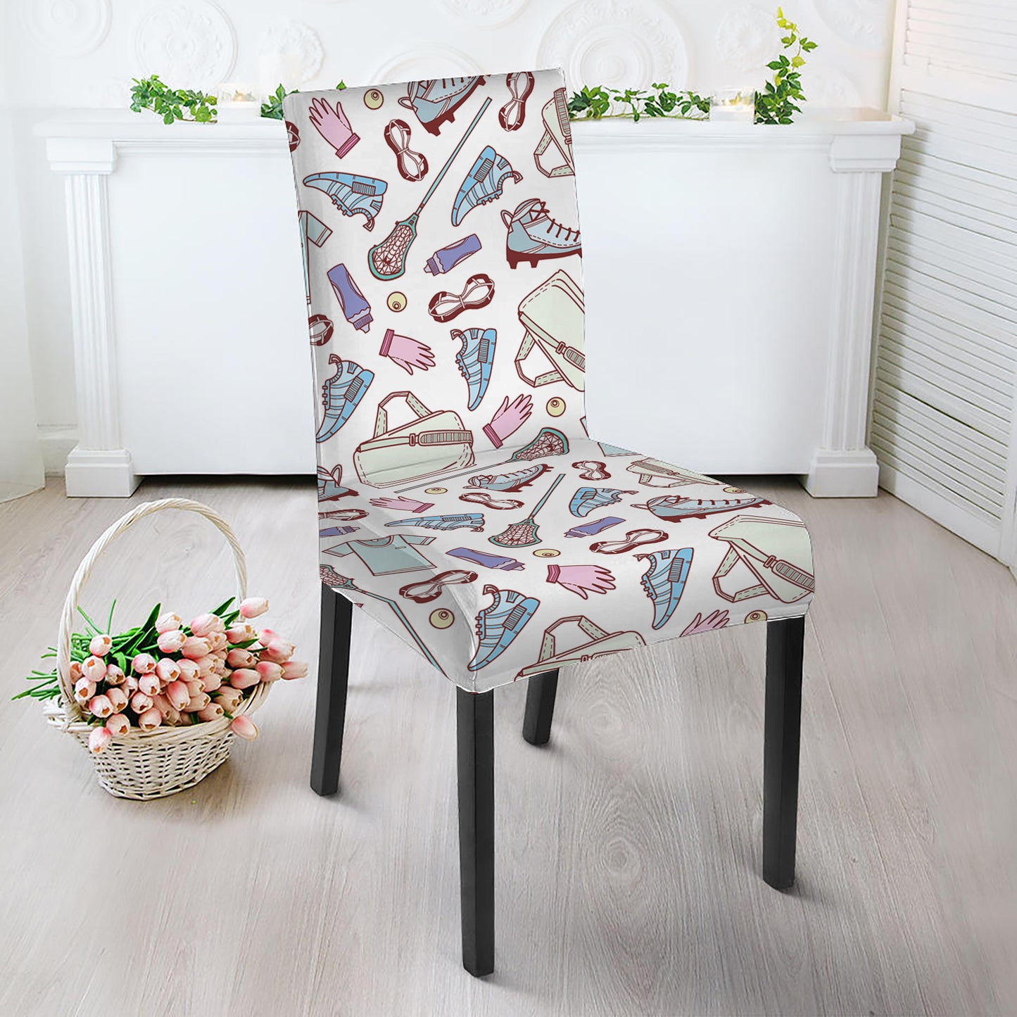 Lacrosse Sport Pattern Print Dining Chair Slipcover