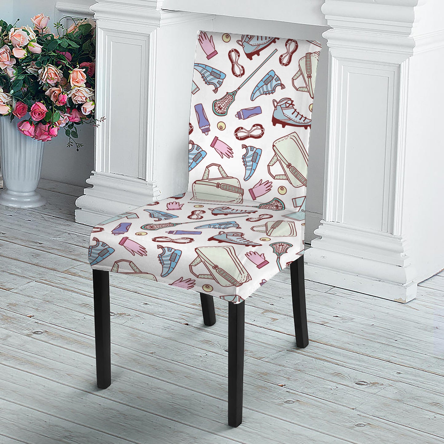 Lacrosse Sport Pattern Print Dining Chair Slipcover