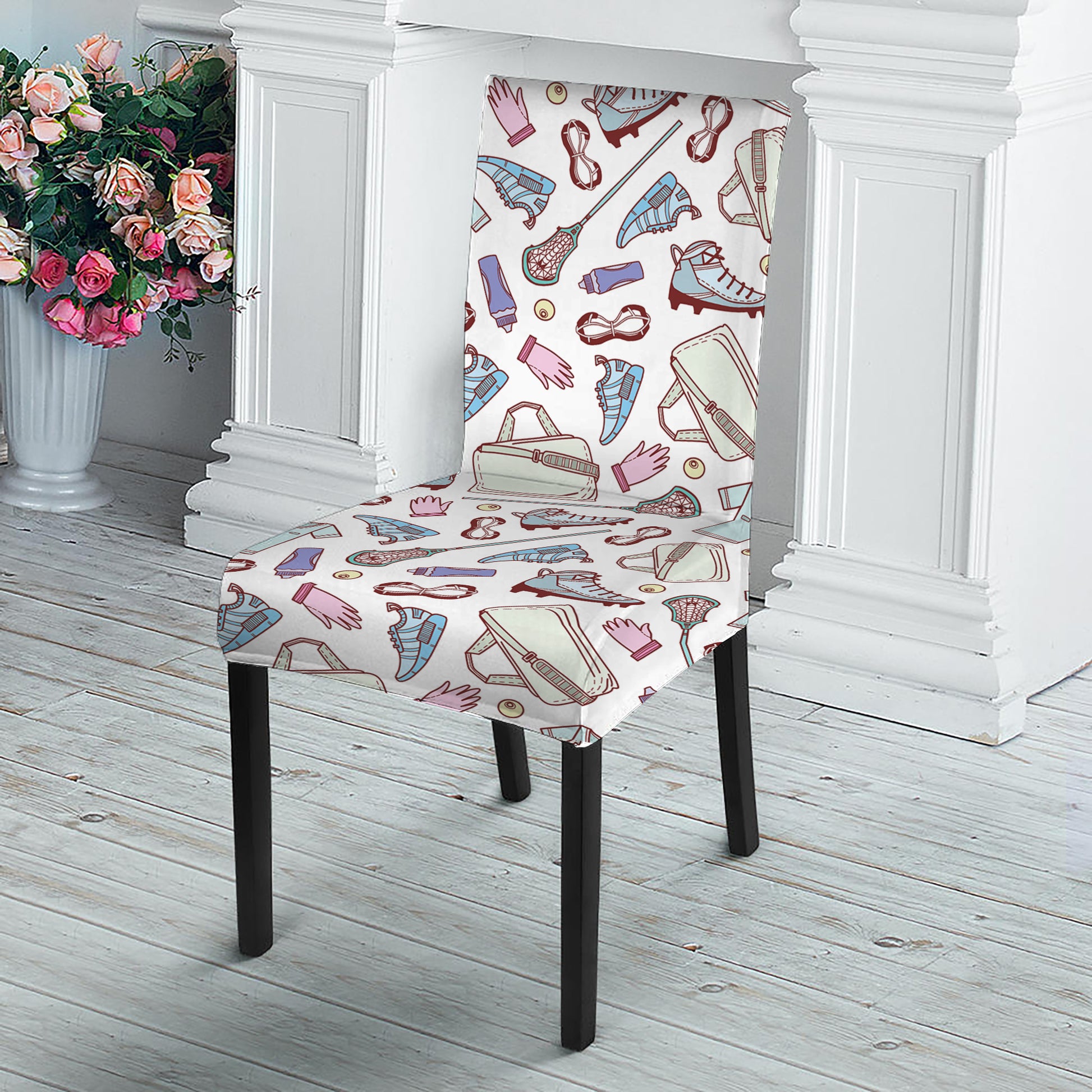 Lacrosse Sport Pattern Print Dining Chair Slipcover