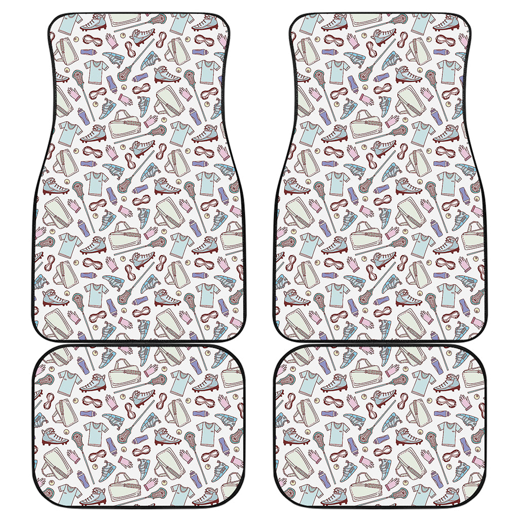 Lacrosse Sport Pattern Print Front and Back Car Floor Mats