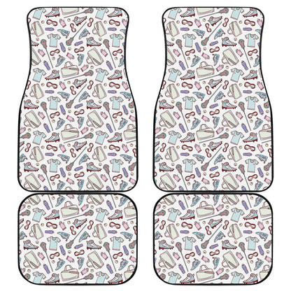 Lacrosse Sport Pattern Print Front and Back Car Floor Mats