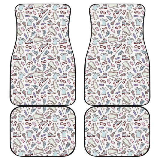 Lacrosse Sport Pattern Print Front and Back Car Floor Mats