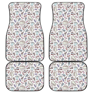 Lacrosse Sport Pattern Print Front and Back Car Floor Mats