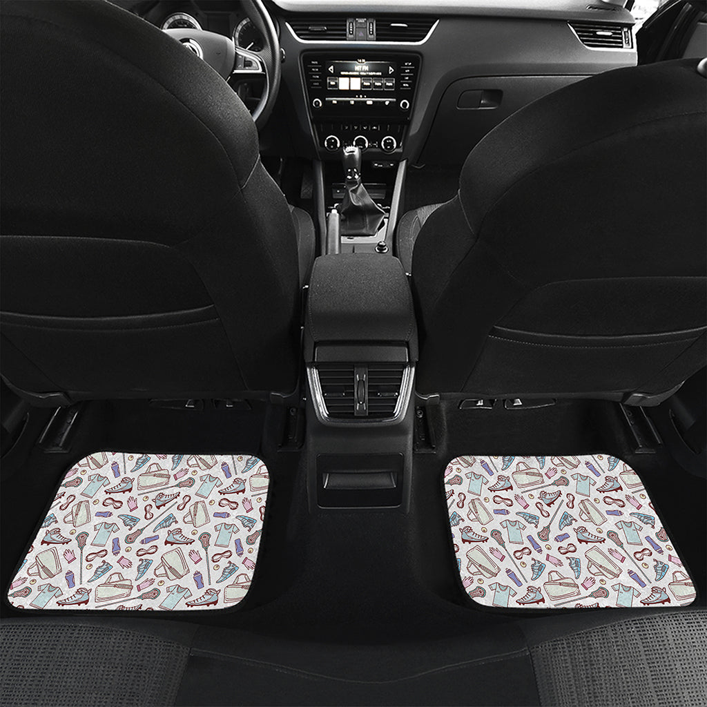 Lacrosse Sport Pattern Print Front and Back Car Floor Mats