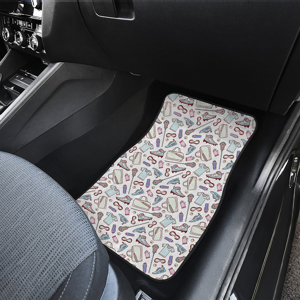 Lacrosse Sport Pattern Print Front and Back Car Floor Mats