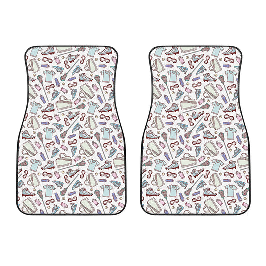 Lacrosse Sport Pattern Print Front Car Floor Mats