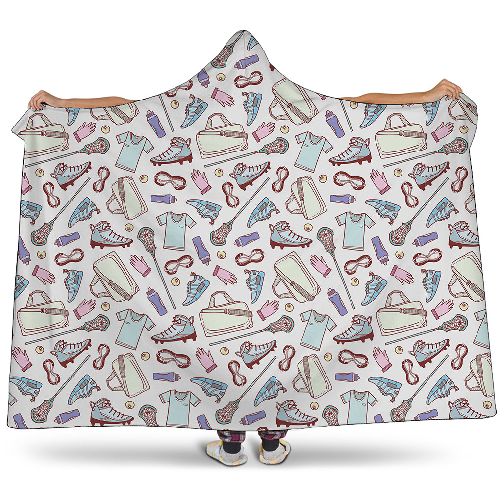 Lacrosse Sport Pattern Print Hooded Blanket
