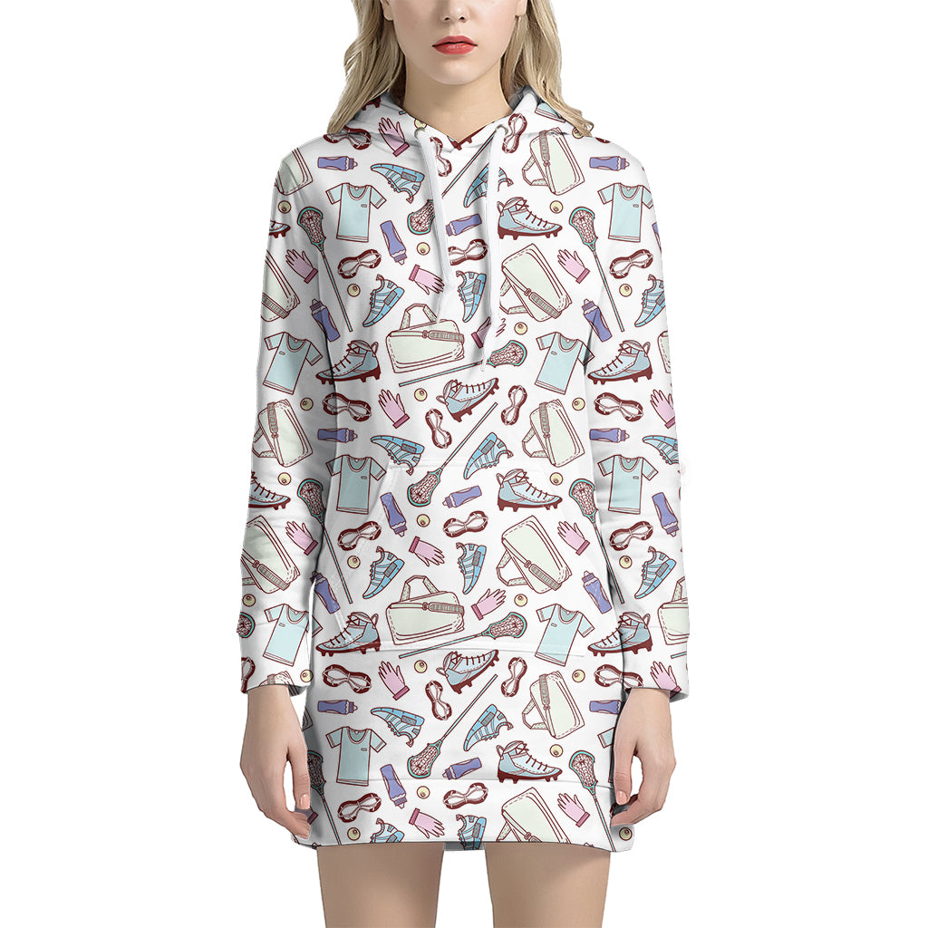 Lacrosse Sport Pattern Print Hoodie Dress