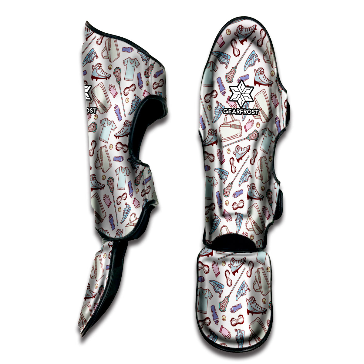 Lacrosse Sport Pattern Print Muay Thai Shin Guard