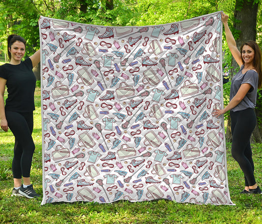 Lacrosse Sport Pattern Print Quilt
