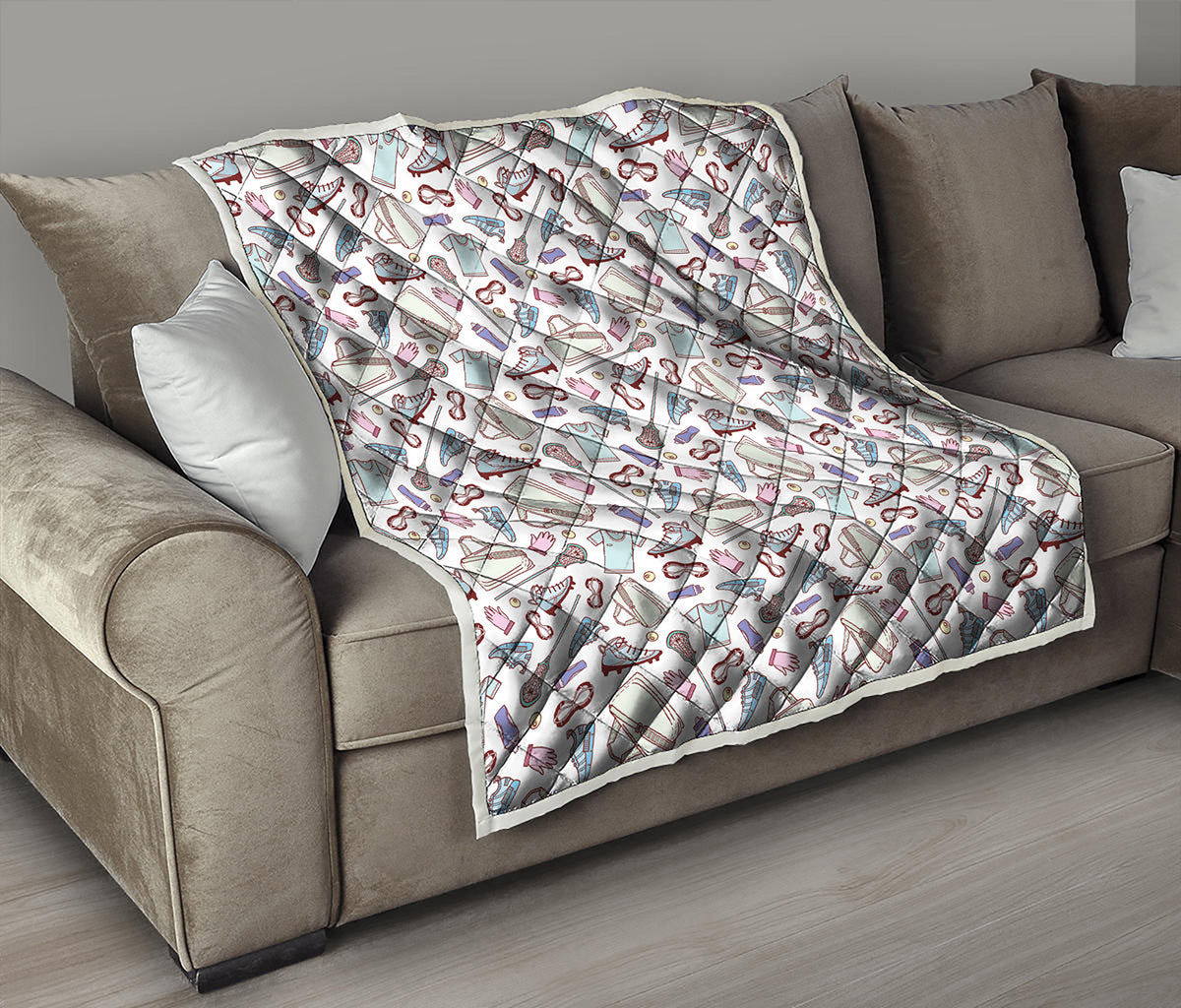 Lacrosse Sport Pattern Print Quilt