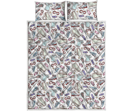 Lacrosse Sport Pattern Print Quilt Bed Set