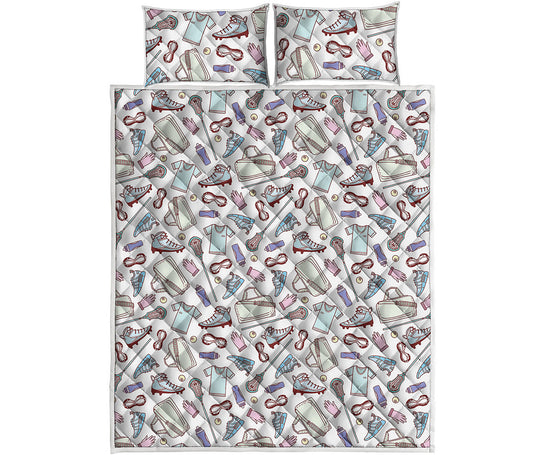 Lacrosse Sport Pattern Print Quilt Bed Set