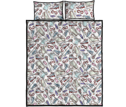 Lacrosse Sport Pattern Print Quilt Bed Set