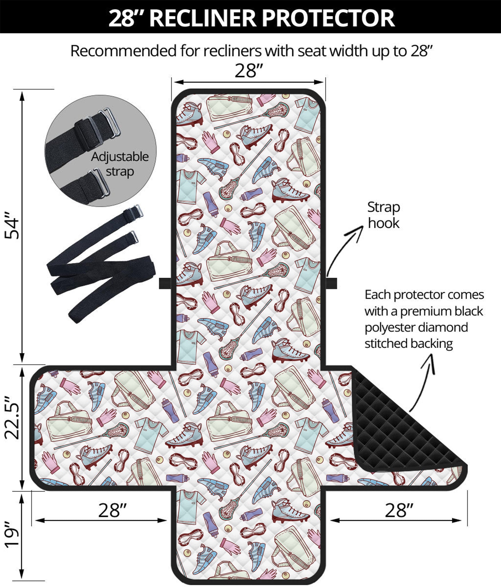 Lacrosse Sport Pattern Print Recliner Protector