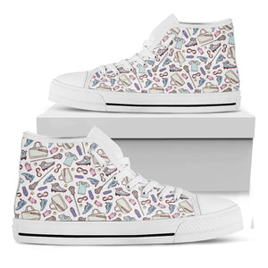 Lacrosse Sport Pattern Print White High Top Shoes