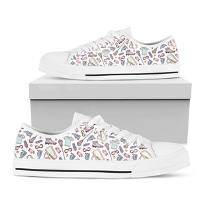 Lacrosse Sport Pattern Print White Low Top Shoes