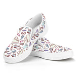 Lacrosse Sport Pattern Print White Slip On Shoes