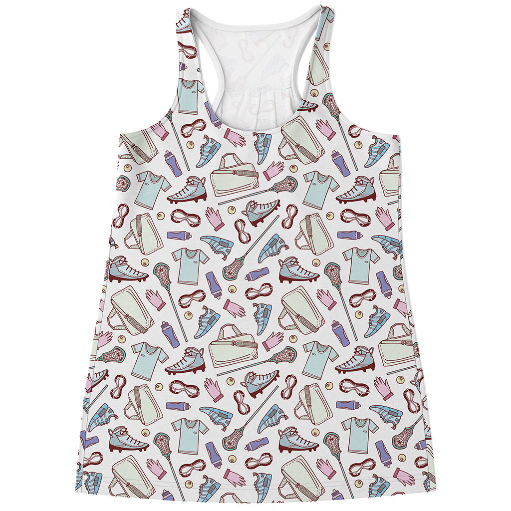 Lacrosse Sport Pattern Print Women's Racerback Tank Top