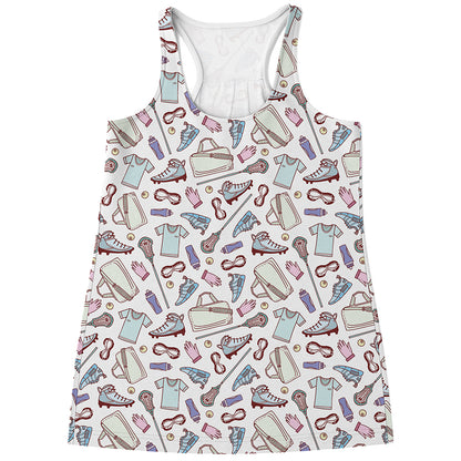 Lacrosse Sport Pattern Print Women's Racerback Tank Top