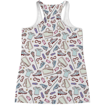Lacrosse Sport Pattern Print Women's Racerback Tank Top