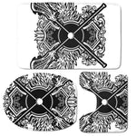 Lacrosse Sticks And Ornate Wing Print 3 Piece Bath Mat Set