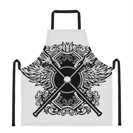 Lacrosse Sticks And Ornate Wing Print Apron