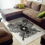 Lacrosse Sticks And Ornate Wing Print Area Rug