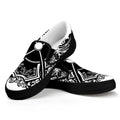 Lacrosse Sticks And Ornate Wing Print Black Slip On Sneakers