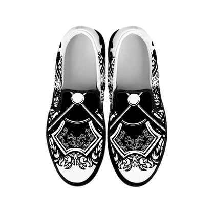 Lacrosse Sticks And Ornate Wing Print Black Slip On Shoes
