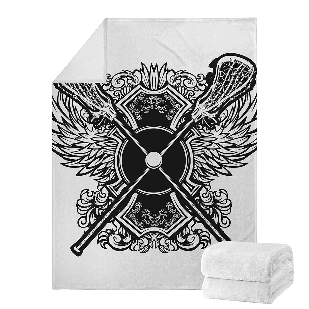 Lacrosse Sticks And Ornate Wing Print Blanket