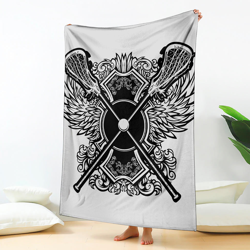 Lacrosse Sticks And Ornate Wing Print Blanket