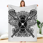 Lacrosse Sticks And Ornate Wing Print Blanket