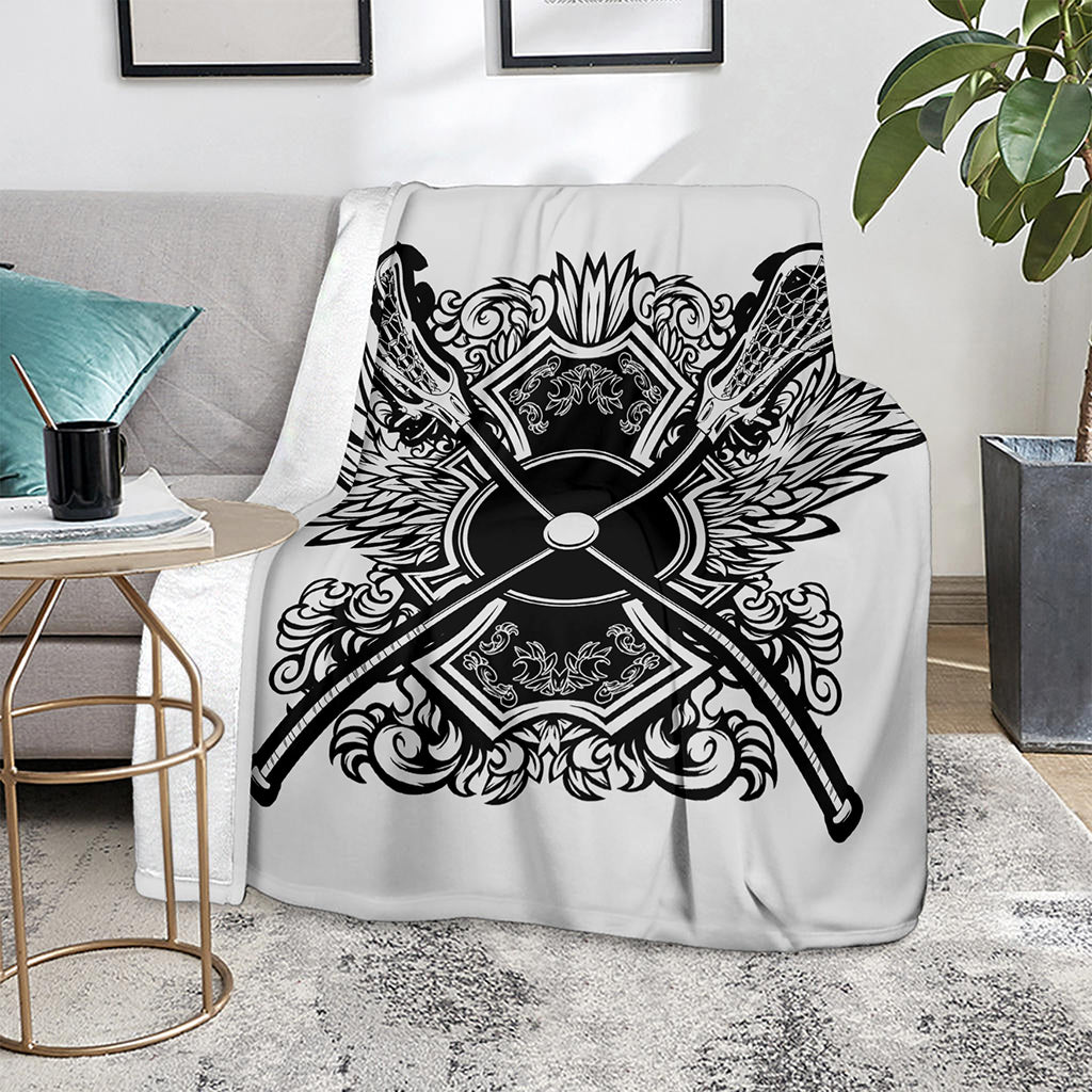 Lacrosse Sticks And Ornate Wing Print Blanket