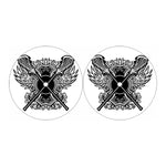 Lacrosse Sticks And Ornate Wing Print Car Coasters