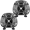 Lacrosse Sticks And Ornate Wing Print Car Headrest Covers