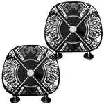 Lacrosse Sticks And Ornate Wing Print Car Headrest Covers