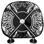 Lacrosse Sticks And Ornate Wing Print Car Headrest Covers