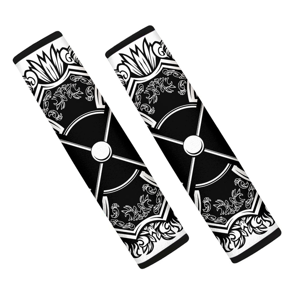 Lacrosse Sticks And Ornate Wing Print Car Seat Belt Covers