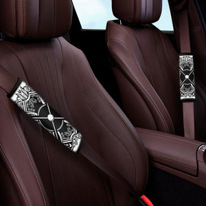 Lacrosse Sticks And Ornate Wing Print Car Seat Belt Covers