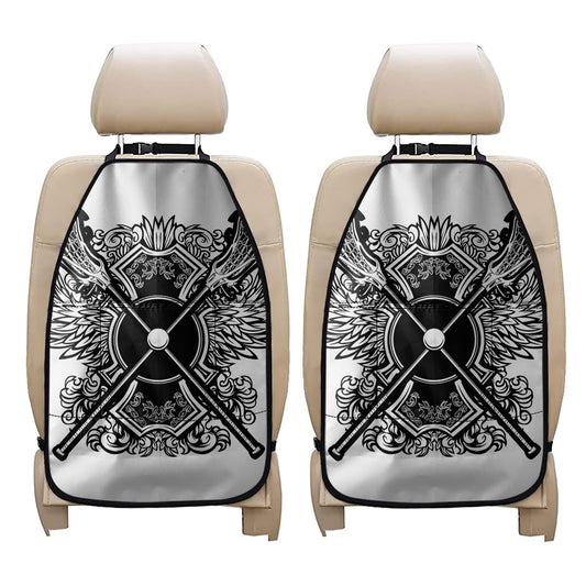 Lacrosse Sticks And Ornate Wing Print Car Seat Organizers