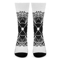 Lacrosse Sticks And Ornate Wing Print Crew Socks
