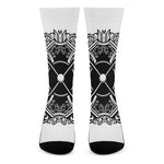 Lacrosse Sticks And Ornate Wing Print Crew Socks