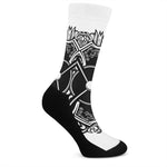 Lacrosse Sticks And Ornate Wing Print Crew Socks