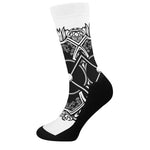 Lacrosse Sticks And Ornate Wing Print Crew Socks