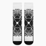 Lacrosse Sticks And Ornate Wing Print Crew Socks