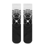 Lacrosse Sticks And Ornate Wing Print Crew Socks